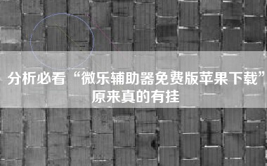 分析必看“微乐辅助器免费版苹果下载”原来真的有挂