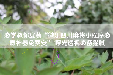 必学教你安装“微乐四川麻将小程序必赢神器免费安”(曝光透视必备猫腻