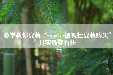 必学教你安装“wepoker透视挂安装购买”其实确实有挂 必学教你安装“wepoker透视挂安装购买”其实确实有挂