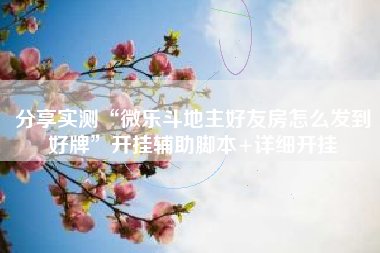 分享实测“微乐斗地主好友房怎么发到好牌”开挂辅助脚本+详细开挂