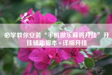 必学教你安装“手机微乐麻将开挂”开挂辅助脚本+详细开挂 必学教你安装“手机微乐麻将开挂”开挂辅助脚本+详细开挂