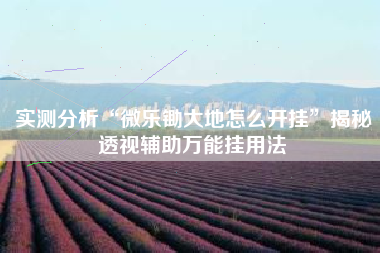 实测分析“微乐锄大地怎么开挂”揭秘透视辅助万能挂用法 实测分析“微乐锄大地怎么开挂”揭秘透视辅助万能挂用法