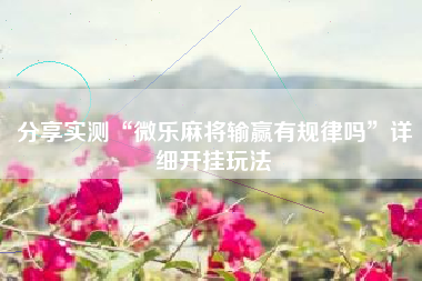 分享实测“微乐麻将输赢有规律吗”详细开挂玩法