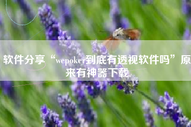 软件分享“wepoker到底有透视软件吗”原来有神器下载 软件分享“wepoker到底有透视软件吗”原来有神器下载