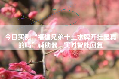 今日实测“福建兄弟十三水牌开挂是真的吗”辅助器 - 实时智能回复