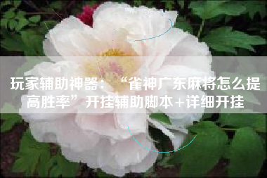 玩家辅助神器:“雀神广东麻将怎么提高胜率”开挂辅助脚本+详细开挂 玩家辅助神器:“雀神广东麻将怎么提高胜率”开挂辅助脚本+详细开挂