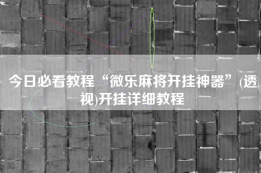 今日必看教程“微乐麻将开挂神器”(透视)开挂详细教程