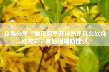 软件分享“微乐保皇开挂器是什么软件红龙poker有透视辅助挂(太 软件分享“微乐保皇开挂器是什么软件红龙poker有透视辅助挂(太
