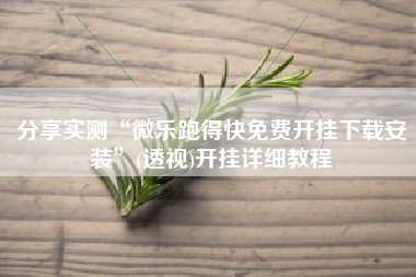 分享实测“微乐跑得快免费开挂下载安装”(透视)开挂详细教程