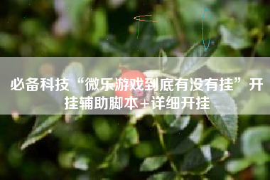 必备科技“微乐游戏到底有没有挂”开挂辅助脚本+详细开挂