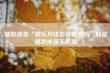 辅助神器“微乐开挂会被检测吗”科技辅助神器手机版