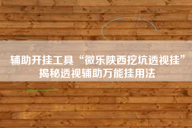 辅助开挂工具“微乐陕西挖坑透视挂”揭秘透视辅助万能挂用法