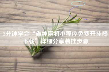 3分钟学会“雀神麻将小程序免费开挂器下载”详细分享装挂步骤