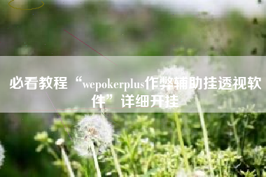 必看教程“wepokerplus作弊辅助挂透视软件”详细开挂 必看教程“wepokerplus作弊辅助挂透视软件”详细开挂