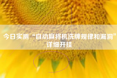 今日实测“自动麻将机洗牌规律和漏洞”详细开挂