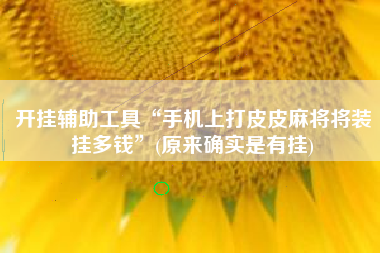 开挂辅助工具“手机上打皮皮麻将将装挂多钱”(原来确实是有挂) 开挂辅助工具“手机上打皮皮麻将将装挂多钱”(原来确实是有挂)