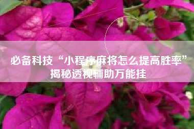 必备科技“小程序麻将怎么提高胜率”揭秘透视辅助万能挂