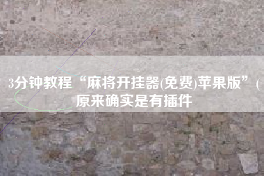 3分钟教程“麻将开挂器(免费)苹果版”(原来确实是有插件