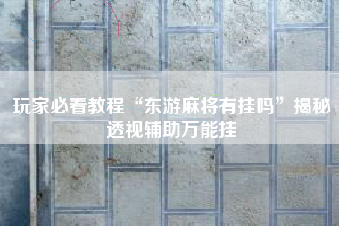 玩家必看教程“东游麻将有挂吗”揭秘透视辅助万能挂