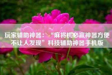 玩家辅助神器：“麻将机必赢神器方便不让人发现”科技辅助神器手机版