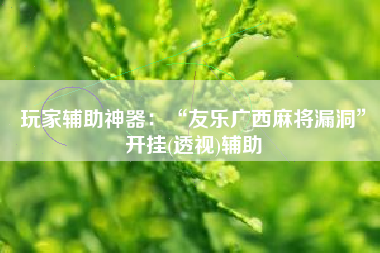 玩家辅助神器：“友乐广西麻将漏洞”开挂(透视)辅助