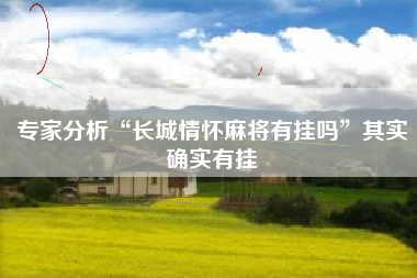 专家分析“长城情怀麻将有挂吗”其实确实有挂