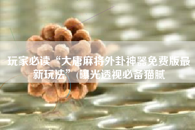 玩家必读“大唐麻将外卦神器免费版最新玩法”(曝光透视必备猫腻