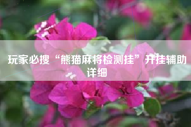 玩家必搜“熊猫麻将检测挂”开挂辅助详细 玩家必搜“熊猫麻将检测挂”开挂辅助详细