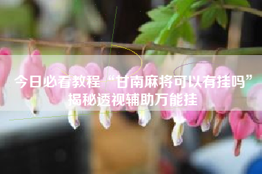 今日必看教程“甘南麻将可以有挂吗”揭秘透视辅助万能挂