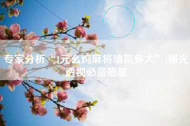 专家分析“1元幺鸡麻将输赢多大”(曝光透视必备猫腻