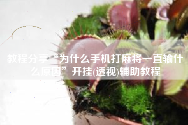 教程分享“为什么手机打麻将一直输什么原因”开挂(透视)辅助教程