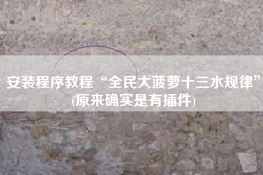 安装程序教程“全民大菠萝十三水规律”(原来确实是有插件)