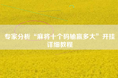 专家分析“麻将十个码输赢多大”开挂详细教程