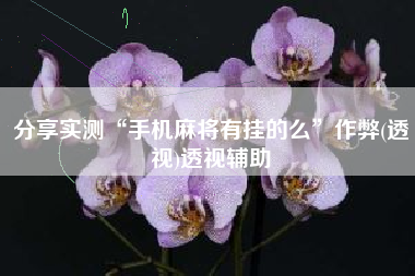 分享实测“手机麻将有挂的么”作弊(透视)透视辅助