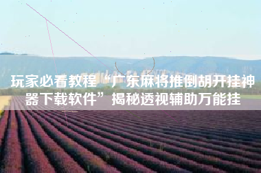 玩家必看教程“广东麻将推倒胡开挂神器下载软件”揭秘透视辅助万能挂