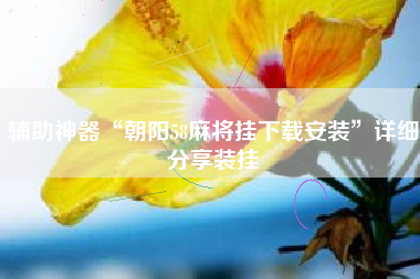 辅助神器“朝阳58麻将挂下载安装”详细分享装挂