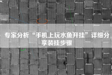 专家分析“手机上玩水鱼开挂”详细分享装挂步骤