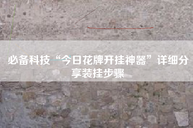 必备科技“今日花牌开挂神器”详细分享装挂步骤