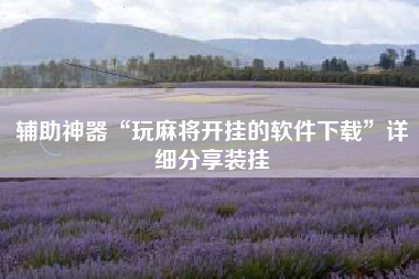 辅助神器“玩麻将开挂的软件下载”详细分享装挂