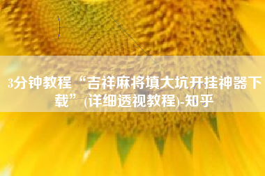 3分钟教程“吉祥麻将填大坑开挂神器下载”(详细透视教程)-知乎 3分钟教程“吉祥麻将填大坑开挂神器下载”(详细透视教程)-知乎