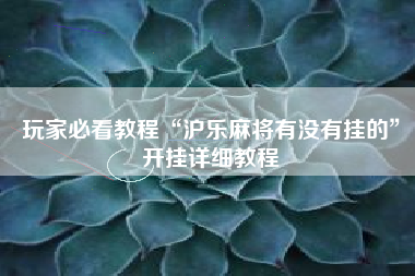 玩家必看教程“沪乐麻将有没有挂的”开挂详细教程