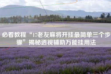 必看教程“17老友麻将开挂最简单三个步骤”揭秘透视辅助万能挂用法 必看教程“17老友麻将开挂最简单三个步骤”揭秘透视辅助万能挂用法