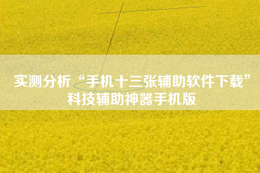 实测分析“手机十三张辅助软件下载”科技辅助神器手机版