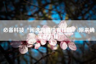 必备科技“闲逸跑得快有挂吗”(原来确实是有挂) 必备科技“闲逸跑得快有挂吗”(原来确实是有挂)