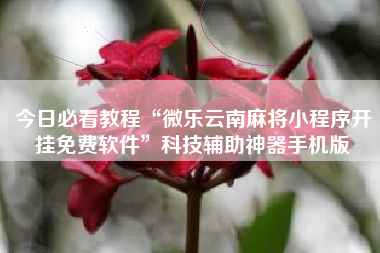 今日必看教程“微乐云南麻将小程序开挂免费软件”科技辅助神器手机版 今日必看教程“微乐云南麻将小程序开挂免费软件”科技辅助神器手机版