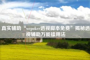 真实辅助“wepoker透视脚本免费”揭秘透视辅助万能挂用法