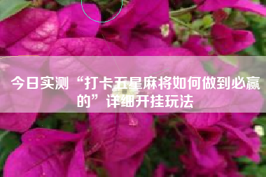 今日实测“打卡五星麻将如何做到必赢的”详细开挂玩法