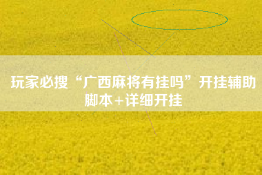 玩家必搜“广西麻将有挂吗”开挂辅助脚本+详细开挂