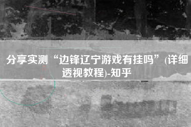 分享实测“边锋辽宁游戏有挂吗”(详细透视教程)-知乎