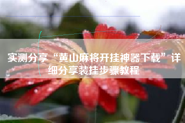 实测分享“黄山麻将开挂神器下载”详细分享装挂步骤教程